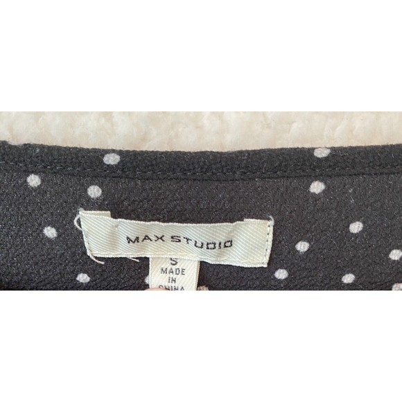 Max Studio Blouse Womens Small Polka Dots Flare Ruffle Sleeve Top - Picture 6 of 10